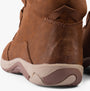 Free Spirit GEM Womens Boots Monks Robe detail view of brown leather ankle boots back view.