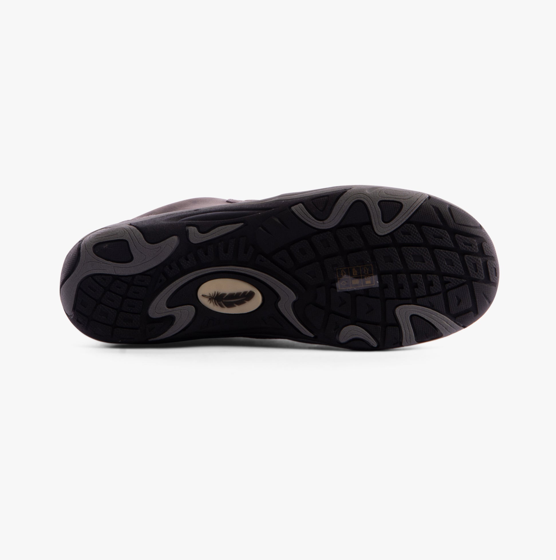 Free Spirit GEM Womens Boots Grey bottom view with textured TPR sole and logo featured.