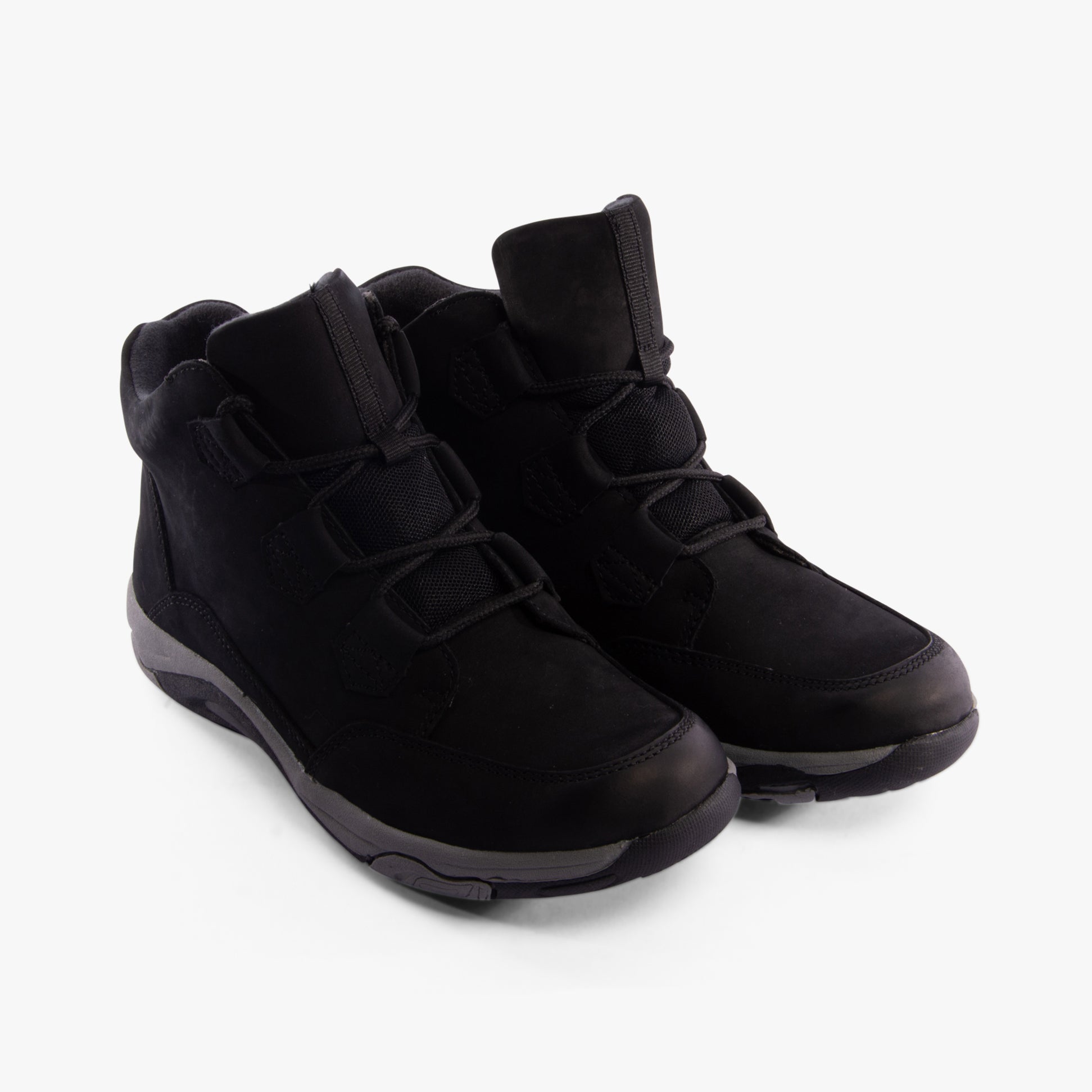 Free Spirit GEM Womens Boots Black, side view, ankle boots composed of black leather with lace-up closure, water resistant.