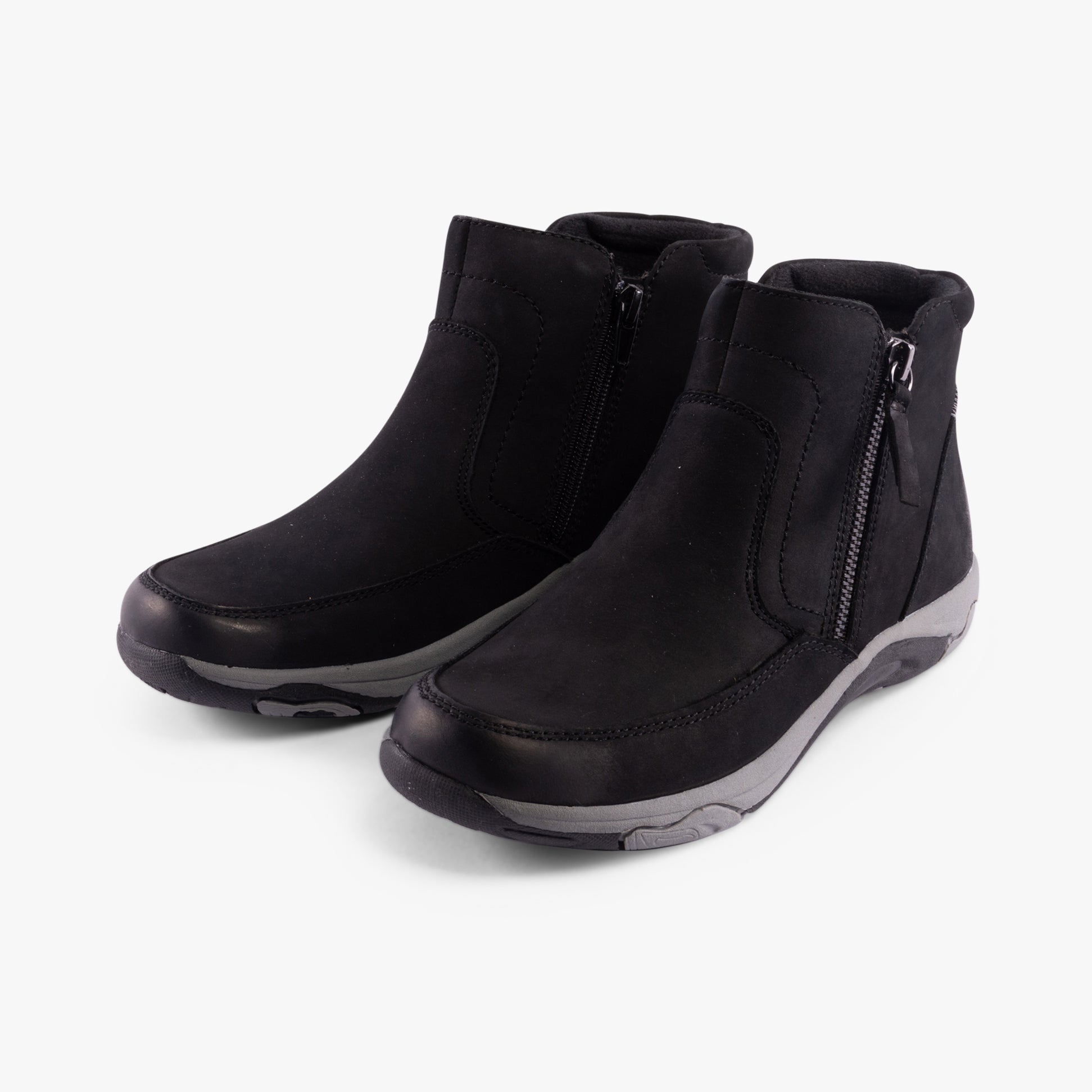 Free Spirit VEDA Womens Boots Black side view showcasing leather upper and zip closure for comfort and style