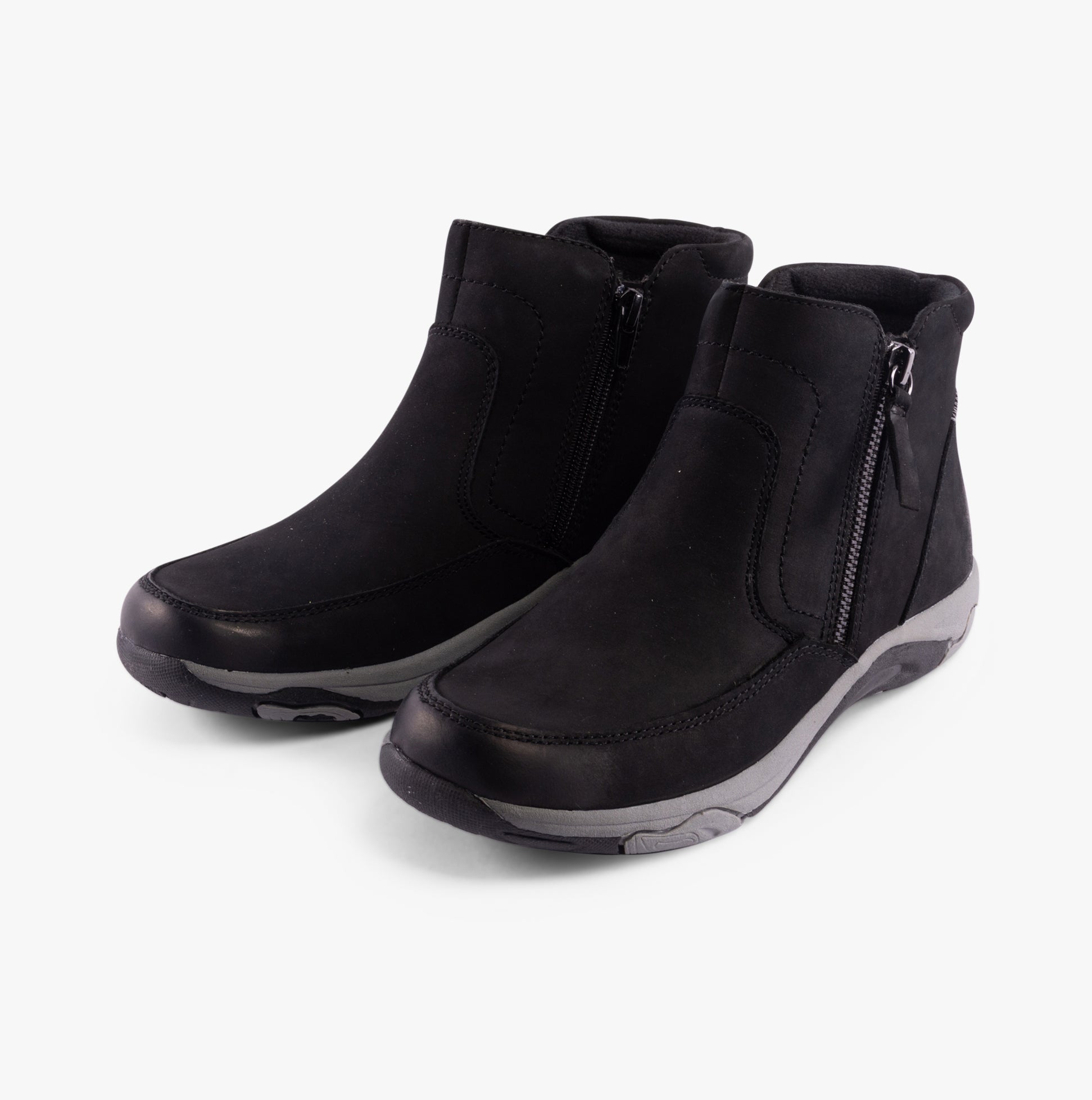 Free Spirit VEDA Womens Boots Black side view showcasing leather upper and zip closure for comfort and style