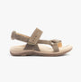 Free Spirit ELARA Womens Sandals Walnut side view showcasing leather upper and rubber sole with touch fasten closure.