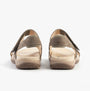 Free Spirit ELARA Womens Sandals Walnut back view with touch fasten closure, showcasing the leather upper and rubber sole.