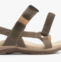 Free Spirit ELARA Womens Sandals Walnut side view showing brown leather upper and touch fasten straps.