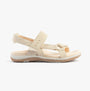 Free Spirit ELARA Womens Sandals Parchment side view with leather upper and rubber sole, showcasing comfort and style.