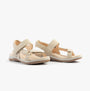 Free Spirit ELARA Womens Sandals Parchment side view showing leather upper and touch fasten design.