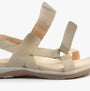 Free Spirit ELARA Womens Sandals Parchment side view showing leather upper and touch fasten straps.