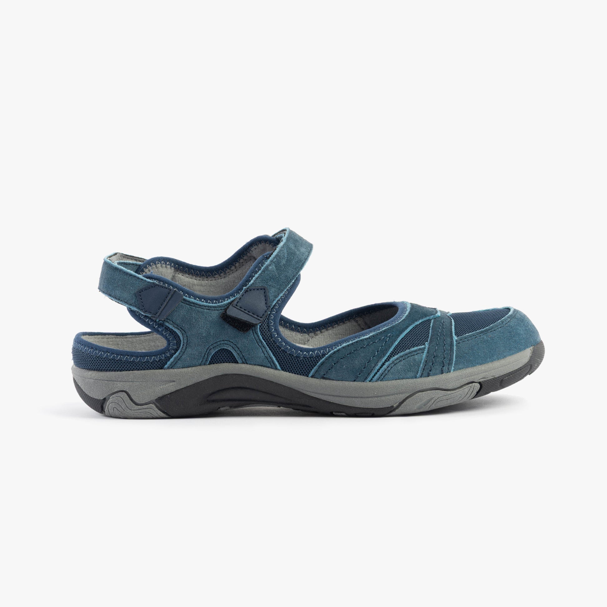 Free Spirit BRYLEE Womens Sandals Navy side view showcasing synthetic and textile upper with rubber sole.
