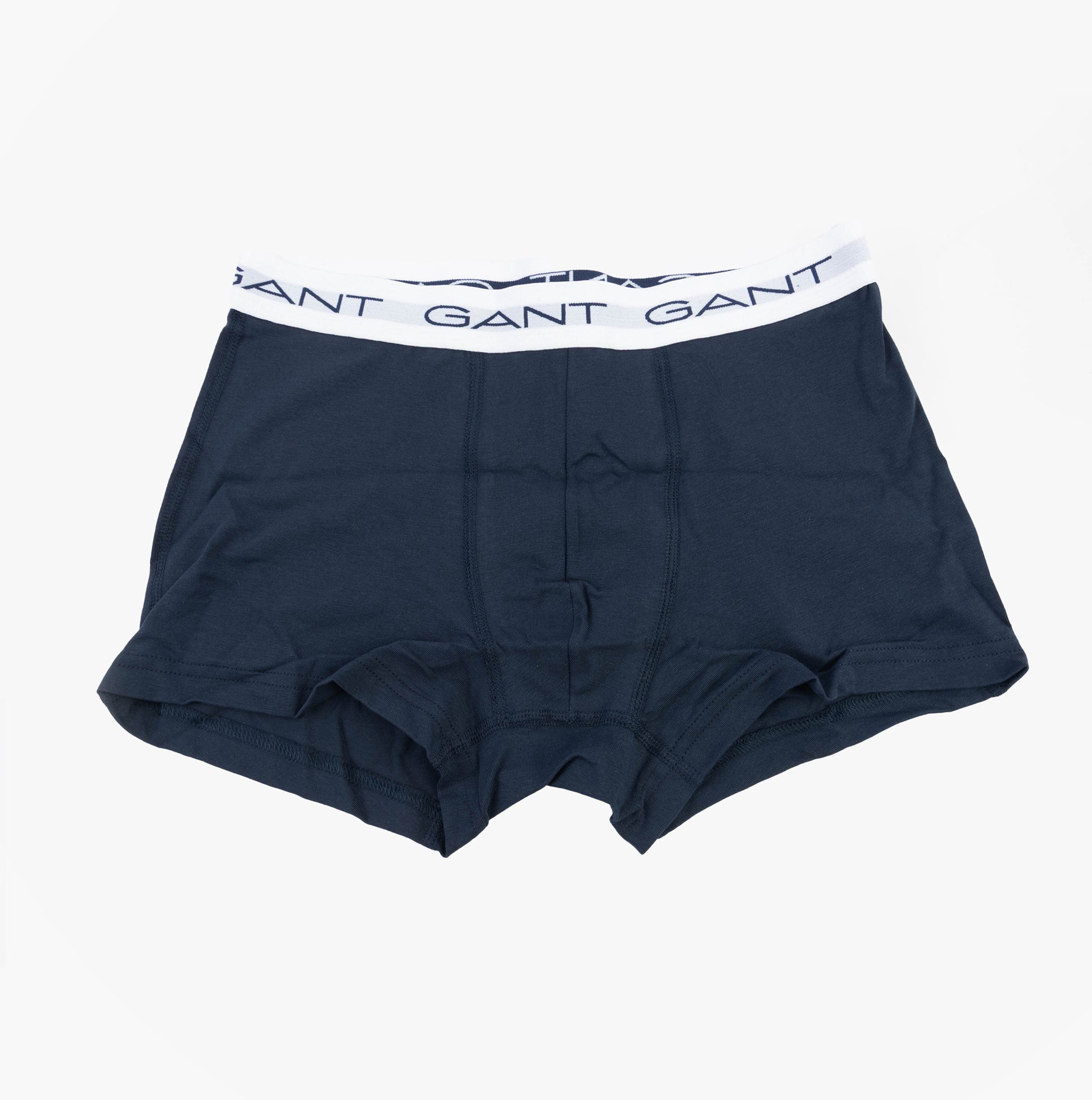 GANT TRUNK 3-PACK Multicolour front view of navy trunks with GANT logo waistband