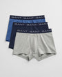GANT TRUNK 3-Pack Mens Light Grey Melange front view showcasing three trunks with jacquard waistband.