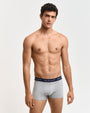 GANT TRUNK 3-Pack Mens Light Grey Melange front view on model showcasing fit and elastic waistband.