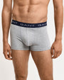 GANT TRUNK 3-Pack Mens Light Grey Melange front view of trunk underwear showcasing jacquard waistband.