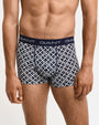 GANT G PATTERN Mens Trunks 3-Pack Evening Blue front view showing patterned design and waistband.