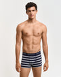 GANT STRIPE TRUNK 3-Pack Mens Evening Blue front view on model showcasing fitted design and elastic waistband.