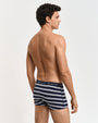 GANT STRIPE TRUNK 3-Pack Mens Evening Blue rear view on model with slim-fit design and striped pattern.