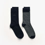 GANT DOT AND SOLID SOCKS 2-Pack Mens Charcoal Melange, front view showcasing two pairs of socks.