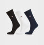 GANT SHIELD SOCKS 3-Pack Mens Black side view showcasing black, white, and navy crew socks.
