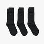 GANT SHIELD SOCKS 3-Pack Mens Ebony Black side view showcasing three pairs of black crew socks with logo detail.