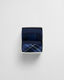 GANT CHECK SOCKS 2-Pack GIFT BOX Mens Evening Blue front view showing two pairs of socks in a gift box.