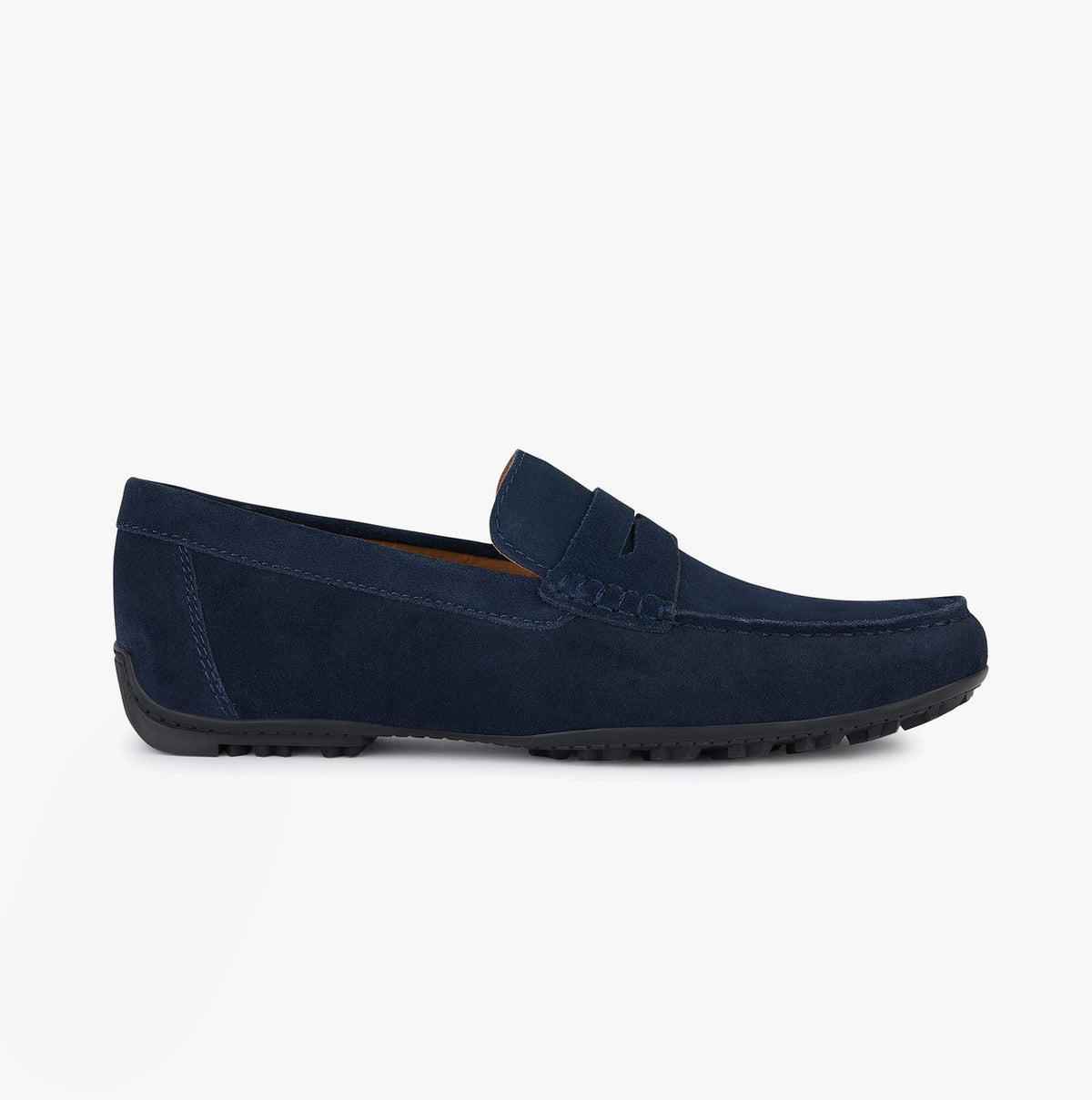GEOX U KOSMOPOLIS + GRIP Mens Shoes Navy side view showing suede upper and slip-on design.