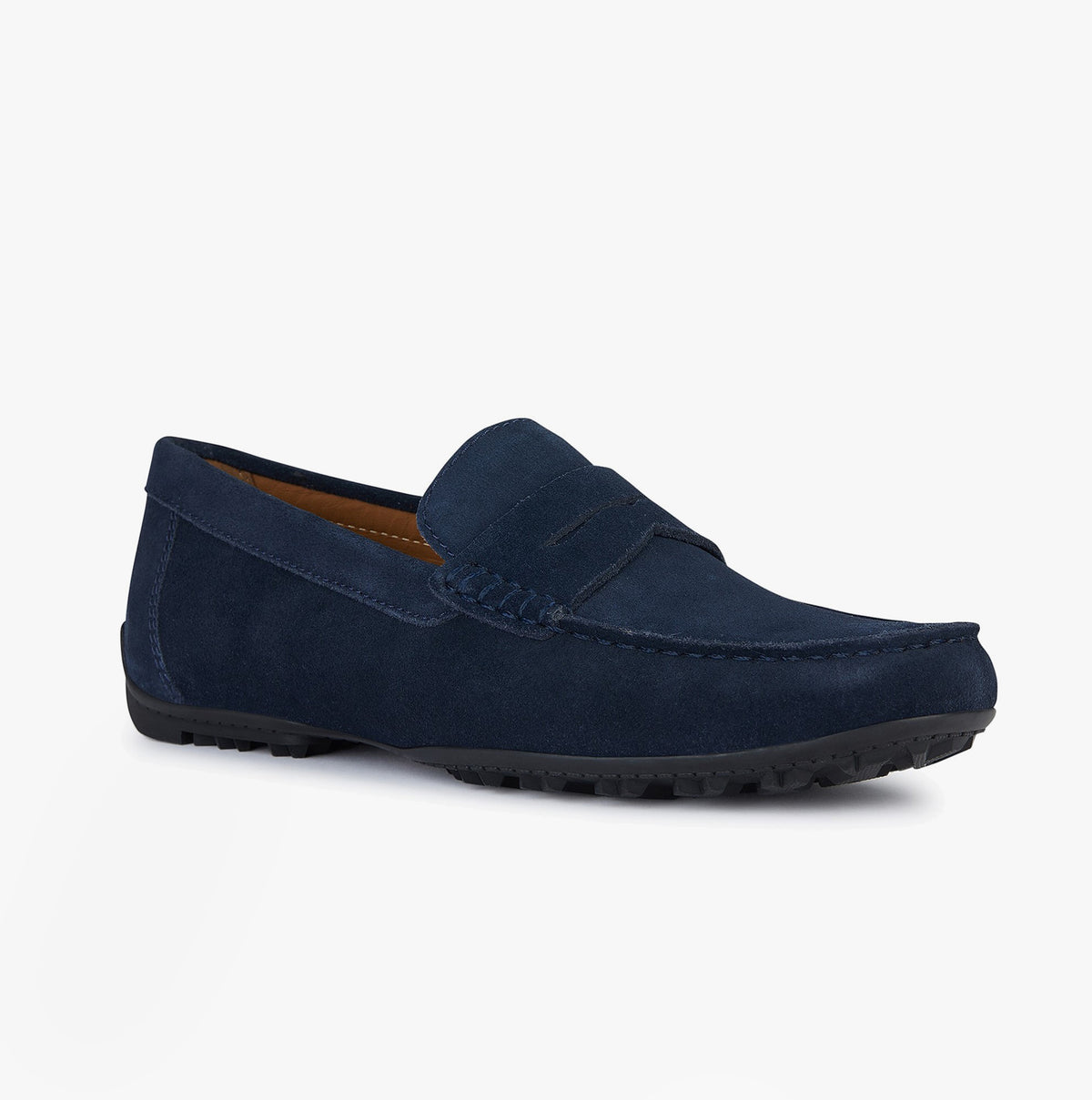 GEOX U KOSMOPOLIS + GRIP Mens Shoes Navy side view showcasing suede upper and slip-on design.