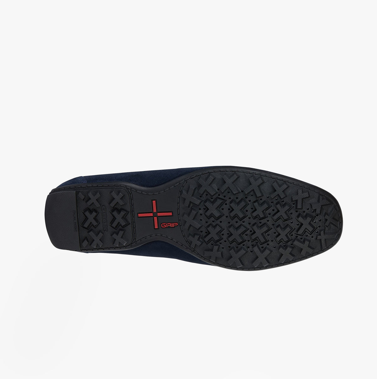 GEOX U KOSMOPOLIS + GRIP Mens Shoes Navy sole view with rubber grip pattern and logo.