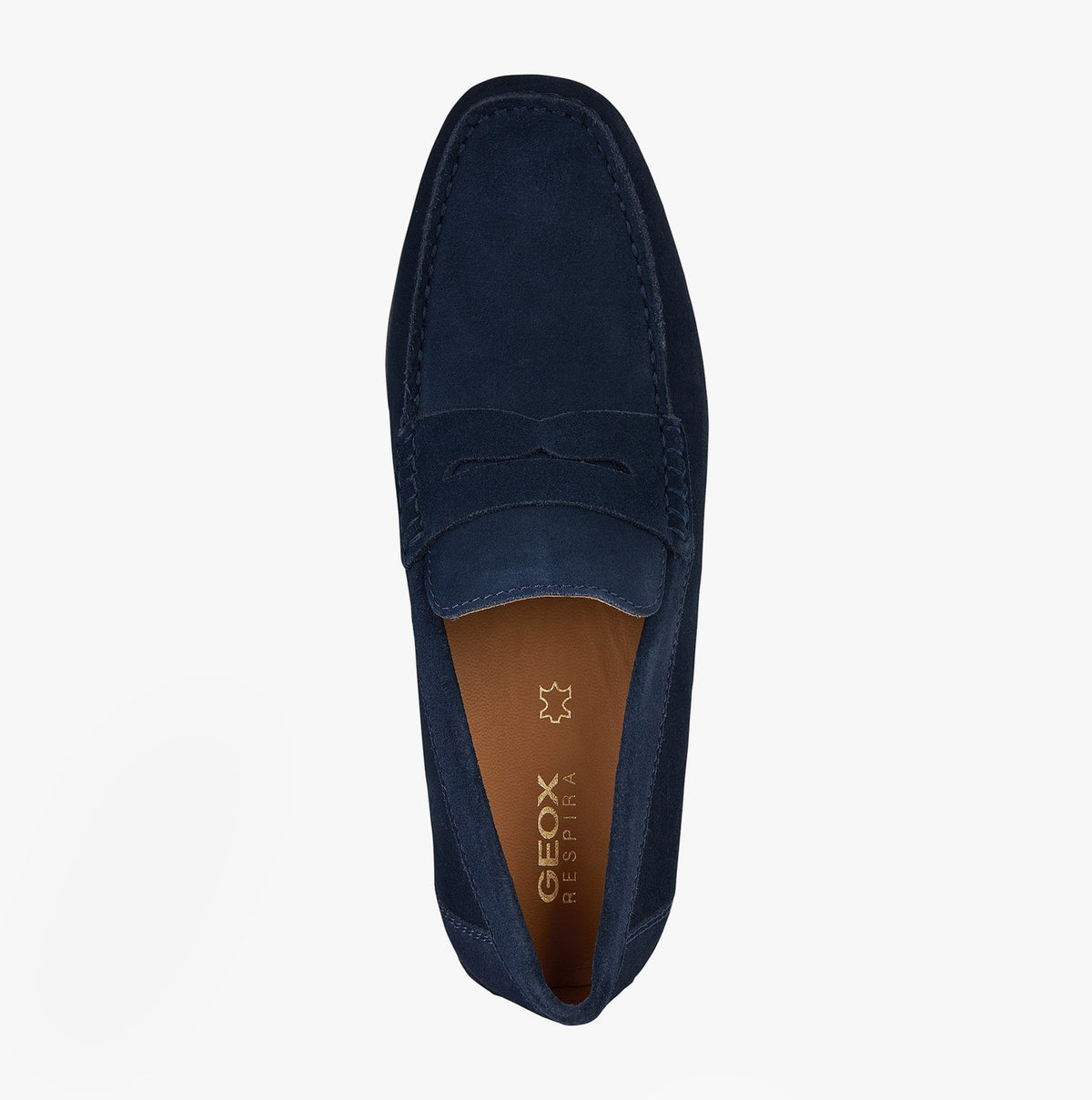 GEOX U KOSMOPOLIS + GRIP Mens Shoes Navy top view with suede upper and leather lining, showcasing slip-on design.