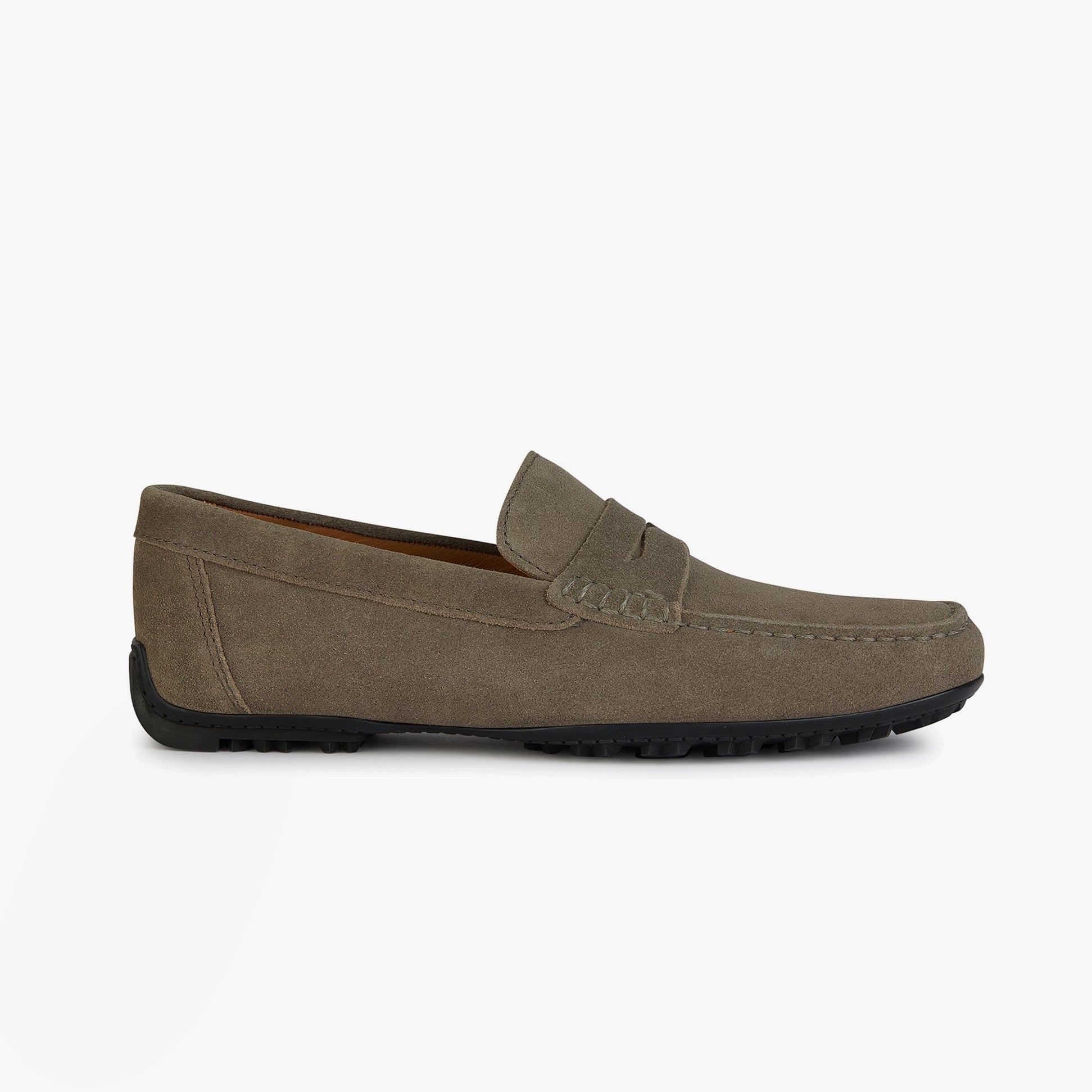 GEOX U KOSMOPOLIS + GRIP Mens Shoes Taupe side view showing suede upper and rubber sole.