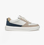 GEOX U DEIVEN Mens Trainers Sand/White side view showcasing leather and suede upper with rubber sole.