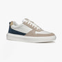 GEOX U DEIVEN Mens Trainers Sand/White right side view with leather and suede upper, lace-up closure, casual style.