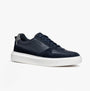 GEOX U DEIVEN Mens Trainers Navy side view, casual trainers with leather and suede upper, lace-up closure.