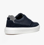 GEOX U DEIVEN Mens Trainers Navy side view showing leather and suede upper with rubber sole.