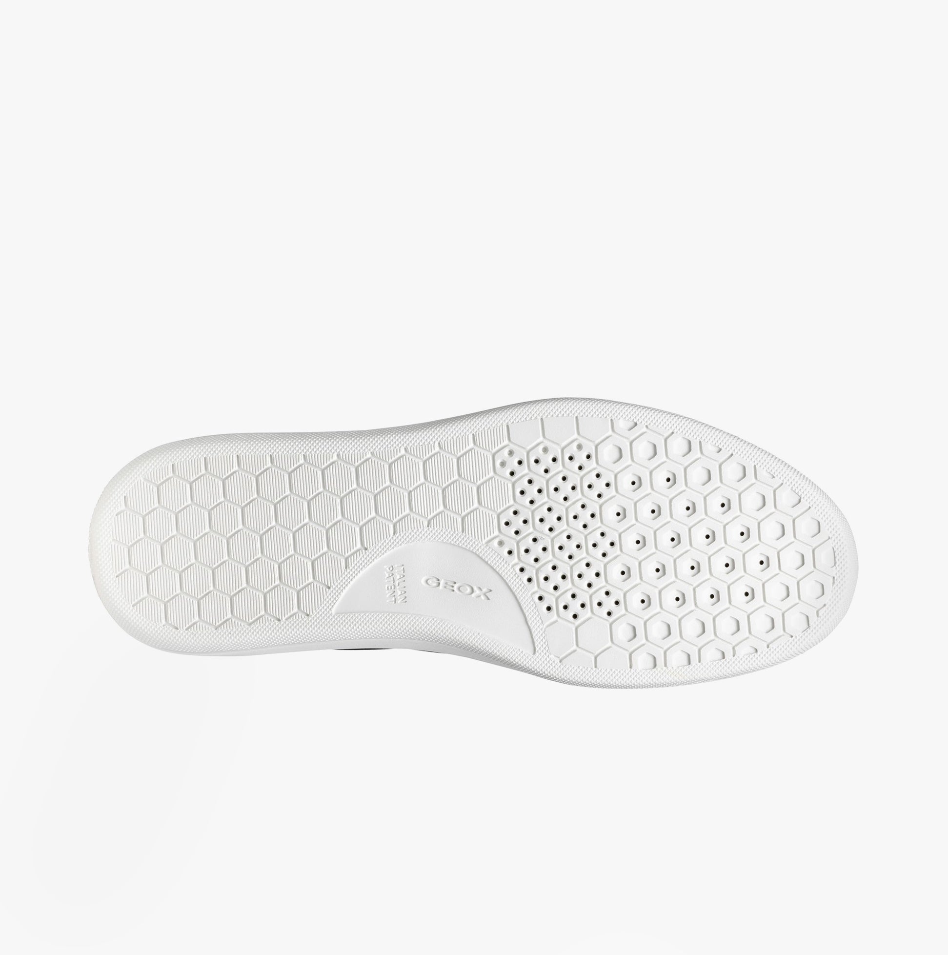 GEOX U DEIVEN Mens Trainers Navy bottom view featuring rubber sole with honeycomb design for breathability.