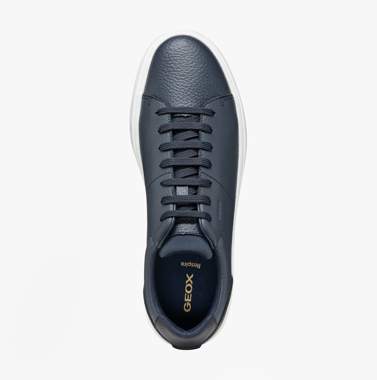 GEOX U BALTMOORE Mens Trainers Navy top view showing lace-up design and round toe shape.