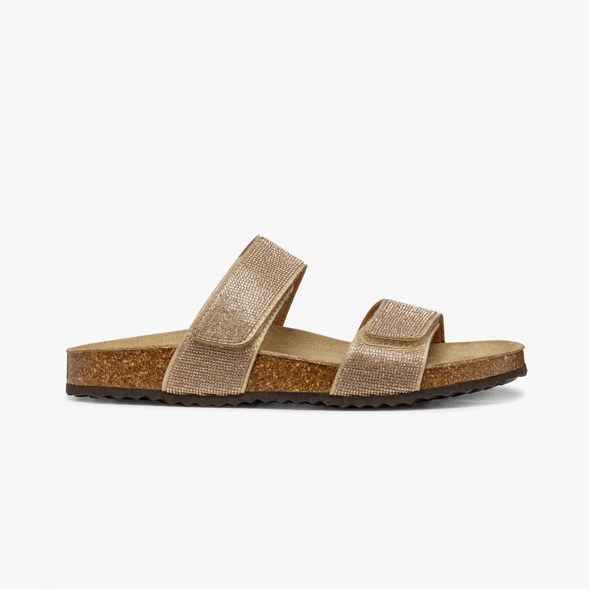 GEOX D BRIONIA R Mule Womens Sandals Rose Gold side view with dual straps and flat sole