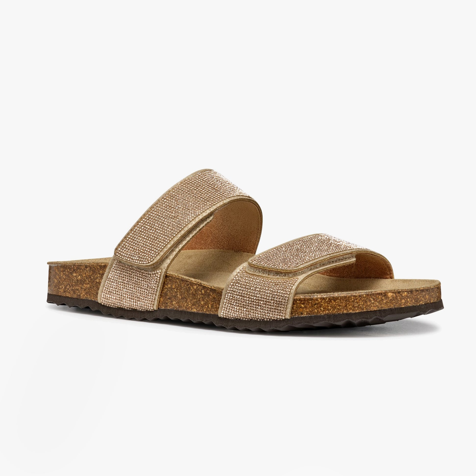 GEOX D BRIONIA R Mule Womens Sandals Rose Gold side view showing leather upper and flat sole.