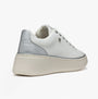 GEOX D SUNNETTY Womens Trainers White/Silver side view showcasing the low-top design and platform heel.