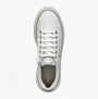 GEOX D SUNNETTY Womens Trainers White/Silver top view showcasing lace-up design and faux leather upper.
