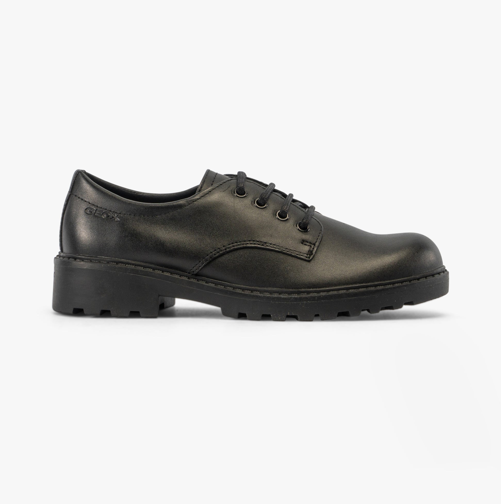 GEOX CASEY G C Girls Leather Lace Up School Shoes Black