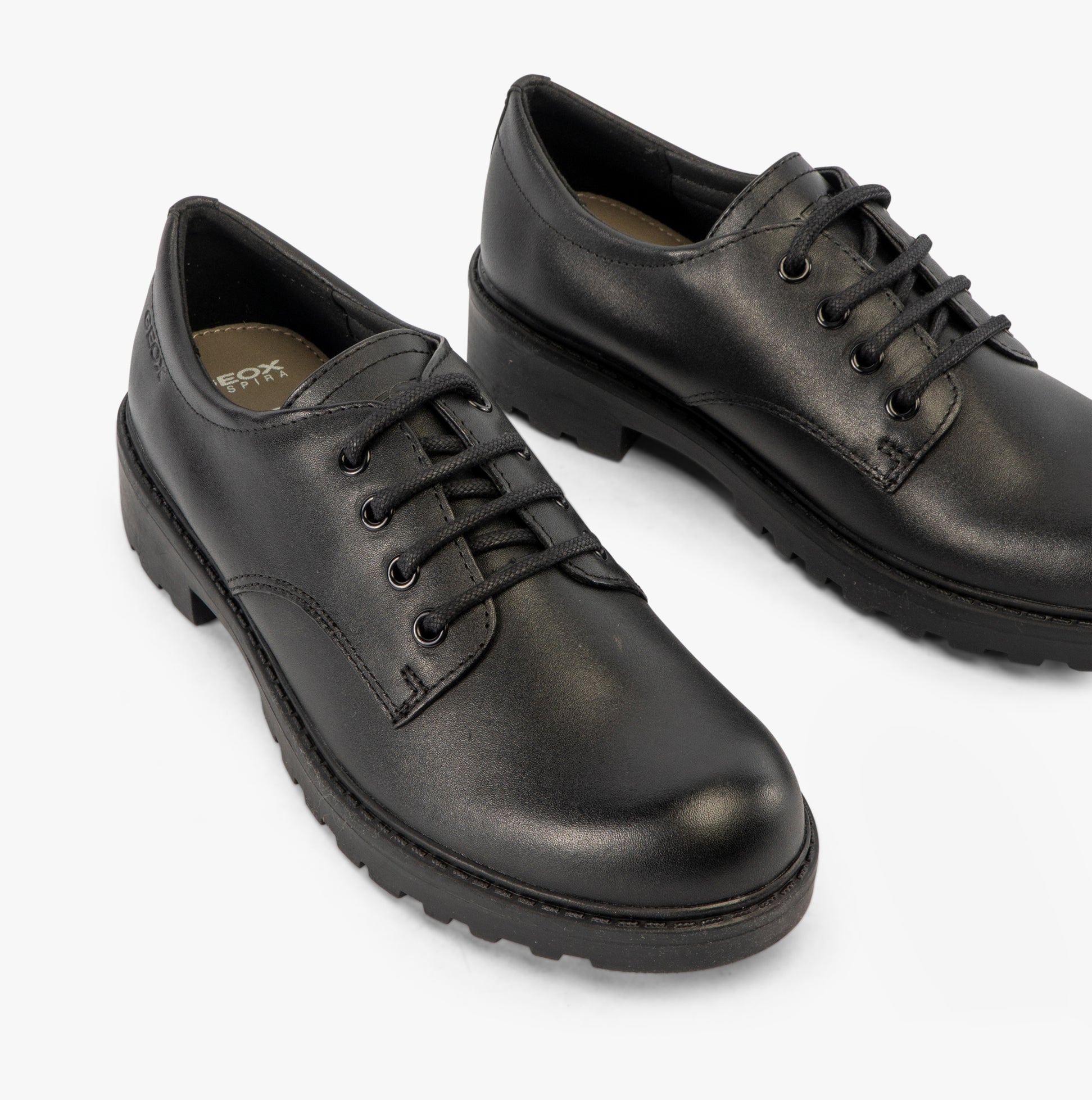 GEOX CASEY G C Girls Leather Lace Up School Shoes Black