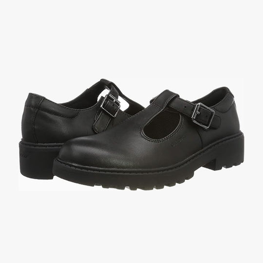 GEOX J CASEY GIRL Kids Leather Ballerina Black