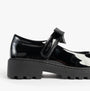 GEOX J CASEY GIRL Girls Black side view patent leather school shoe with touch fastening.