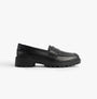 GEOX J CASEY GIRL Girls Black side view of synthetic school shoe with round toe and slip-on design.