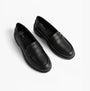 GEOX J CASEY GIRL Girls Black slip-on shoes top view, comfortable and breathable school shoes for girls.