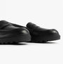 GEOX J CASEY GIRL Girls Black side view of school shoes with a sleek design and low heel.