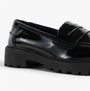 GEOX J CASEY GIRL Girls Black shoe side view showing glossy upper and chunky sole.