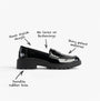 GEOX J CASEY GIRL Girls Black side view showing sleek design, patent material, and durable rubber sole.