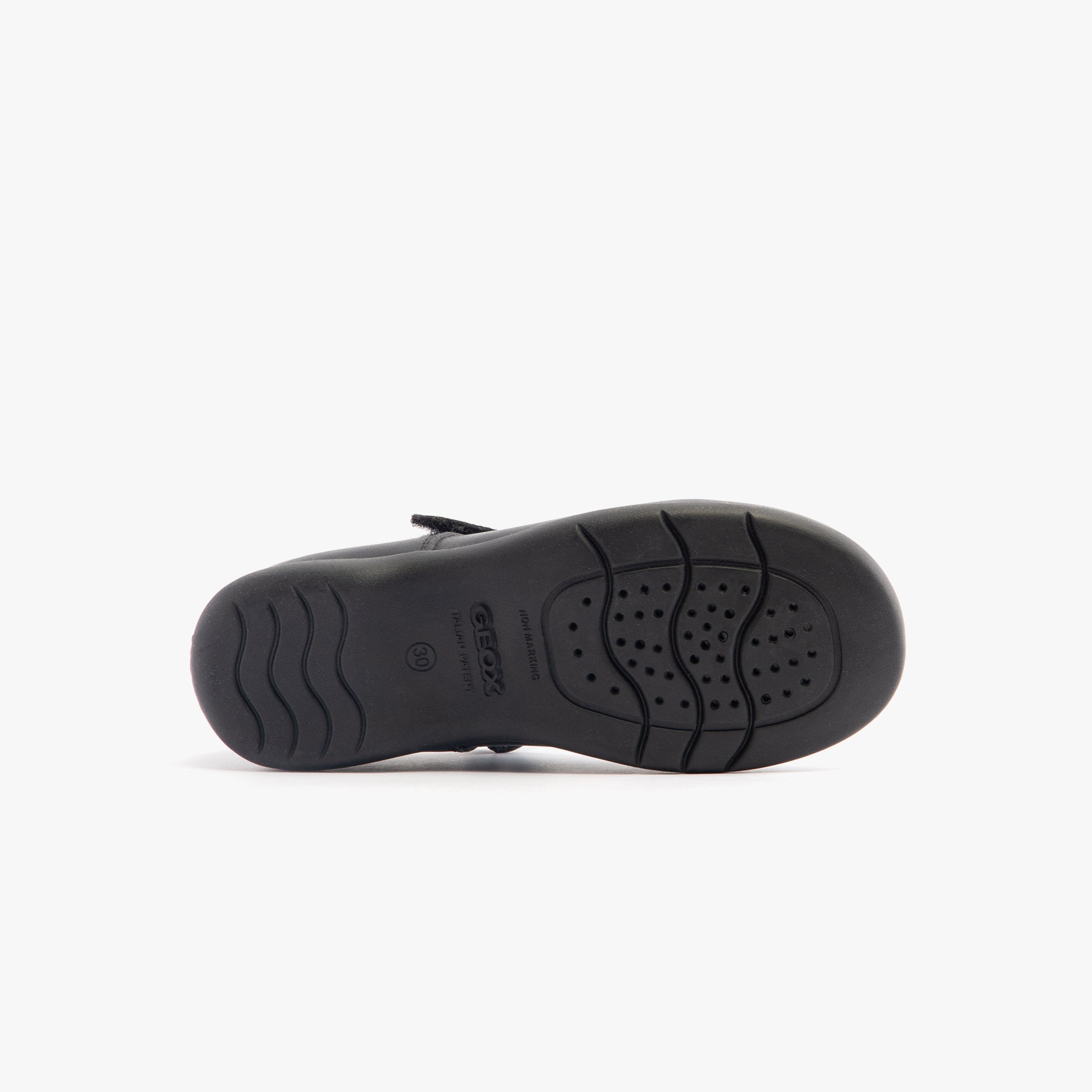 GEOX J NAIMARA Girls Shoes Black bottom view showing rubber sole and comfort features.