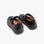 GEOX J NAIMARA Girls Shoes Black rear view showing leather upper and touch fasten design.
