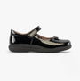 GEOX J NAIMARA Girls Shoes Black side view with touch fasten and round toe design.